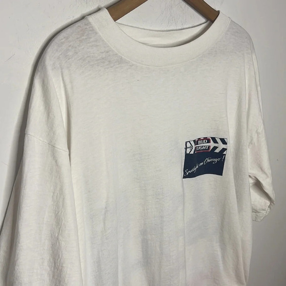 Single Stitch Chicago Bud Light Beer Vintage Promo Double Graphic T Shirt - Picture 4 of 9